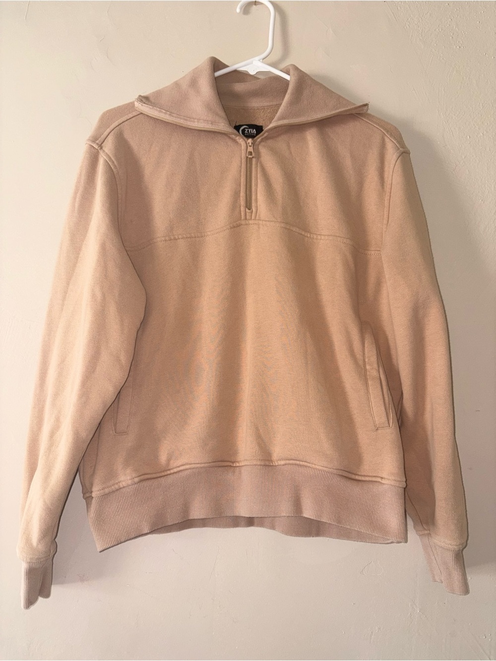 Zyia 1/4 zip tan pullover sweatshirt